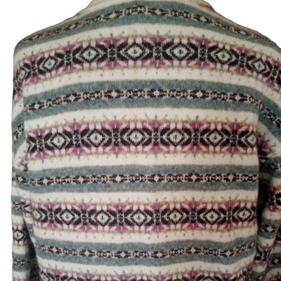 Ann Taylor Loft Wool Blend Nordic Fair Isle Button Front Cardigan Pink Sz Small - Picture 6 of 8
